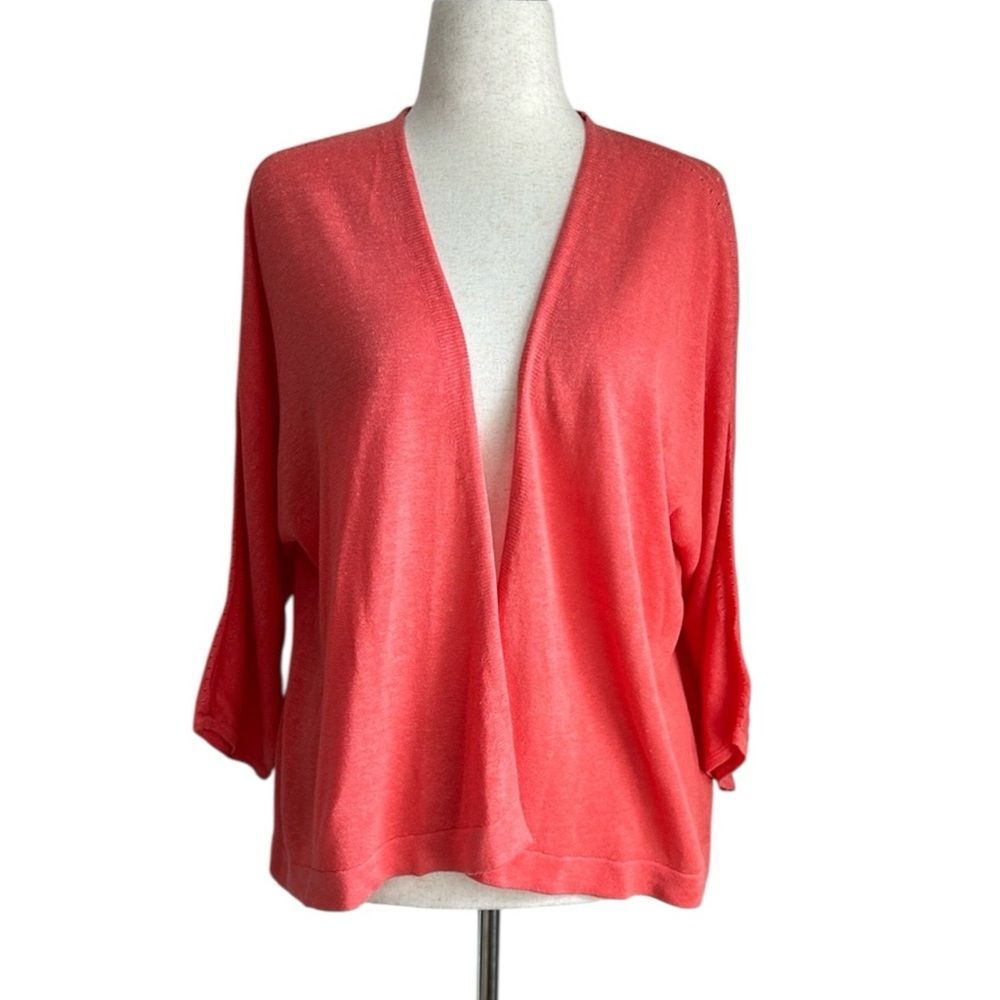J.Jill NWT Linen Blend Open Front Cardigan in Red Ginger Size XL